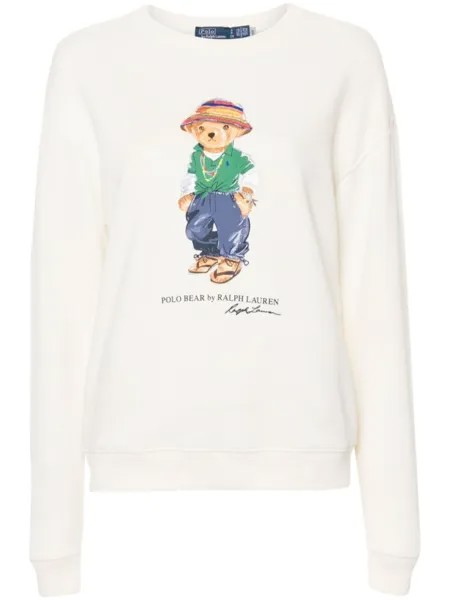 Polo Ralph Lauren хлопковая толстовка с принтом Polo Bear, белый