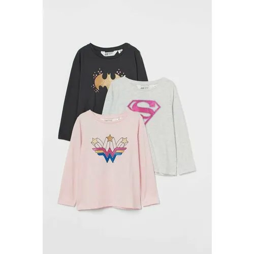 Лонгслив H&M, размер 4-6 лет, розовый, серый