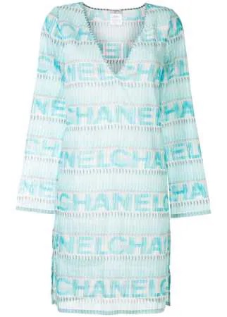Chanel Pre-Owned полупрозрачное платье-футболка с логотипом