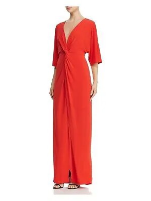 ПРАЧЕЧНАЯ Женское красное платье «летучая мышь» с V-образным вырезом Макси-футляр Формальное платье Размер: 2