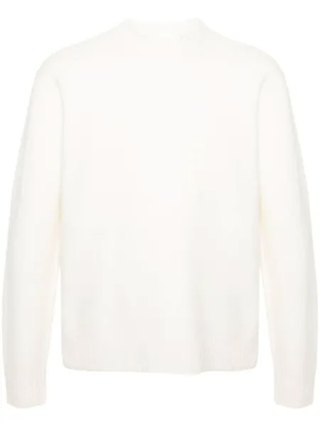 Jil Sander джемпер из вареной шерсти с круглым вырезом, белый