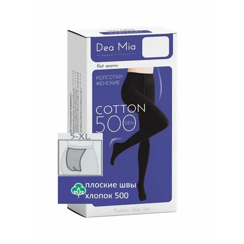 Колготки  DEA MIA Колготки хлопковые женские Dea Mia COTTON 500 DEN, 500 den, размер XL, черный