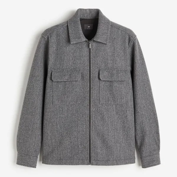 Куртка-рубашка H&M Regular Fit Felted, темно-серый