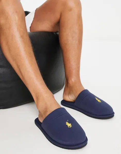 Темно-сине-золотые шлепанцы без мюлей Polo Ralph Lauren Klarence