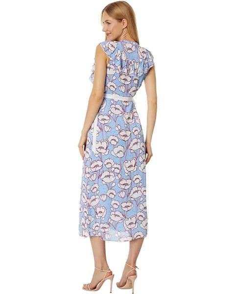 Платье Ted Baker Tindraa Sleeveless Frilled Midi Dress, синий