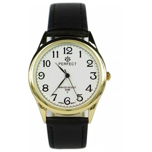 Perfect часы наручные, мужские, кварцевые, на батарейке, кожаный ремень, японский механизм GX017-418-2