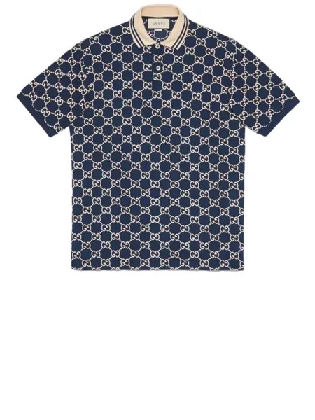 Рубашка Gucci GG stretch cotton polo, синий