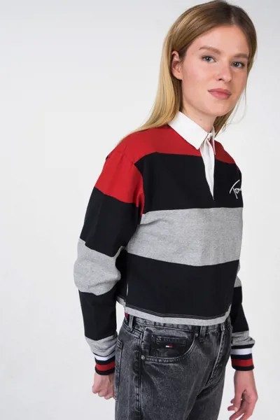 Лонгслив-поло женский Tommy Hilfiger DW0DW05579 разноцветный M