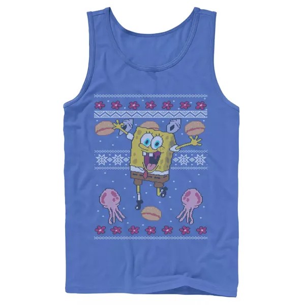 Мужская майка Nickelodeon SpongeBob SquarePants Медуза Ugly Christmas с рисунком