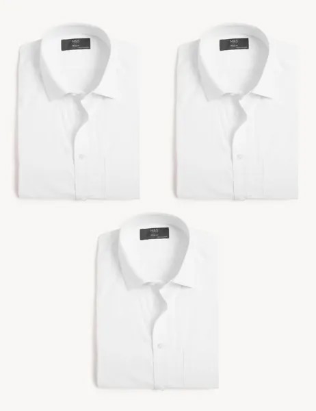 3 шт. рубашки стандартного кроя с короткими рукавами Marks & Spencer, белый