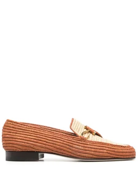 Edhen Milano Agadir interwoven raffia loafers, нейтральный цвет