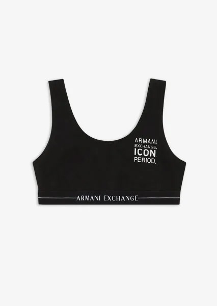 Бралетт из эластичного хлопка с логотипом Icon Armani Exchange, черный