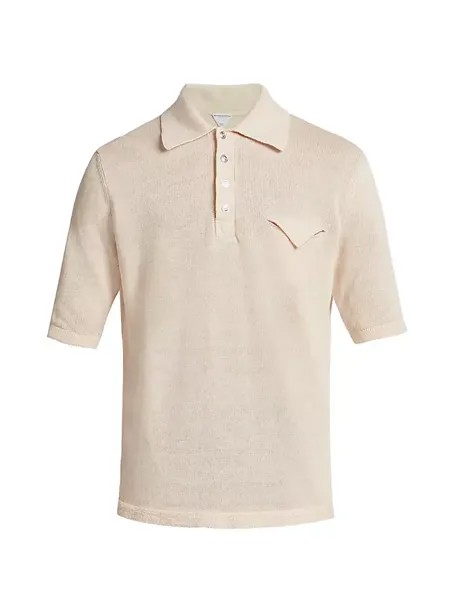 Льняная трикотажная рубашка-поло Bottega Veneta, цвет string