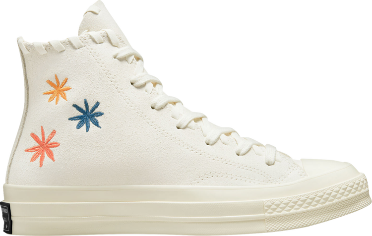 Кроссовки Converse Wmns Chuck 70 High Embroidered Floral - Egret, кремовый