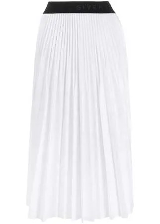 Givenchy плиссированная юбка с логотипом на поясе