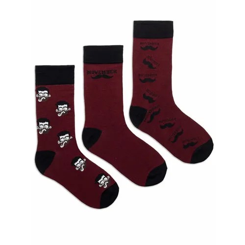 Носки Lunarable, 3 пары, размер 40-43, черный, бордовый