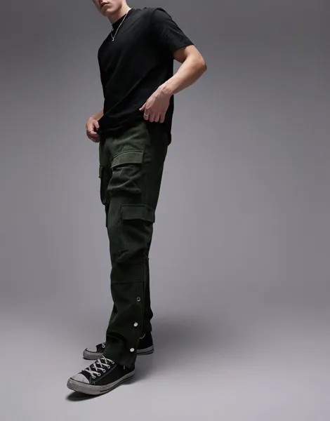 Свободные вельветовые брюки цвета хаки Topman