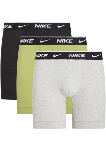 Боксеры NIKE Underwear (3 шт. в упаковке, 3 шт. в упаковке), с поясом с логотипом, цвет Pear/Heather Grey/Black
