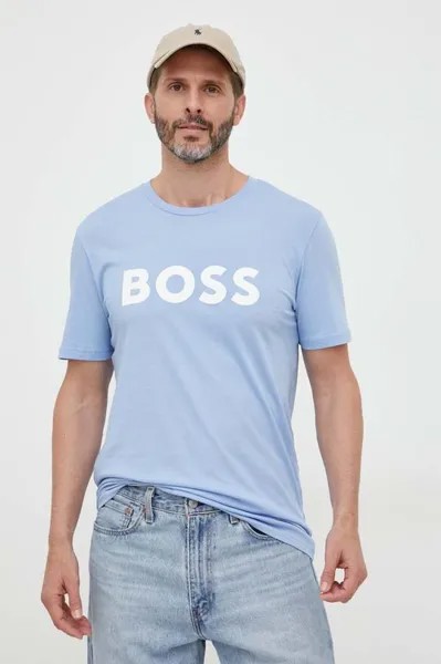 Хлопковая футболка CASUAL Boss Orange, синий