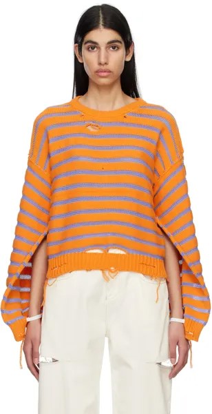Оранжевый полосатый свитер MM6 Maison Margiela
