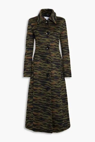 Пальто Donatella из ворсованного фетра с зебровым принтом Stand Studio, армейский зеленый