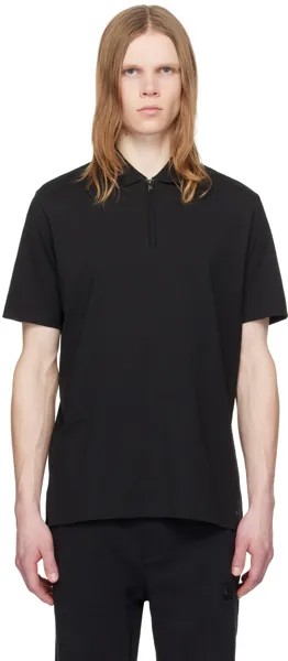 Черная футболка-поло с планкой на молнии Hugo, цвет Black