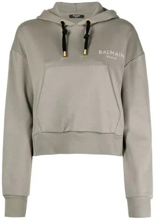 Balmain укороченное худи с логотипом