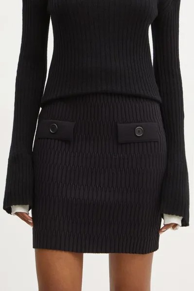 Юбка из смесовой шерсти Pinko, черный