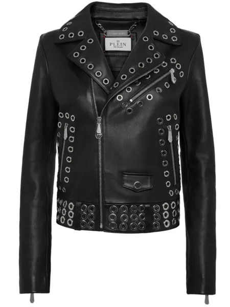 Philipp Plein байкерская куртка с люверсами, черный