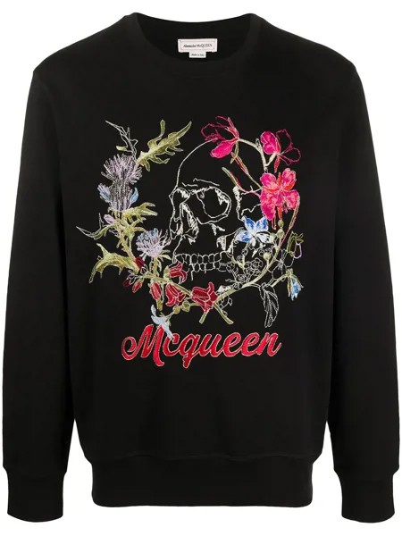 Alexander McQueen толстовка с цветочной вышивкой