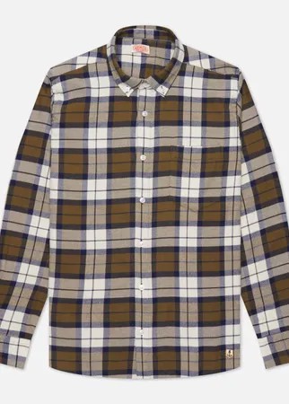 Мужская рубашка Armor-Lux Heritage Flannel Checked Straight Fit, цвет оливковый, размер S