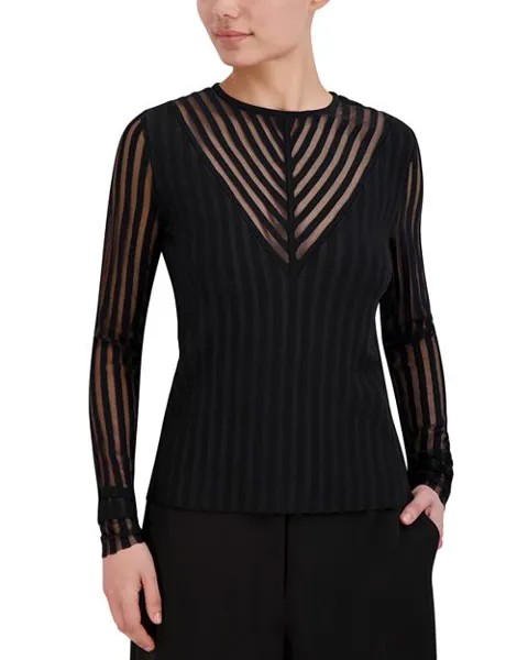 Прозрачный пуловер-свитер BCBGMAXAZRIA, цвет Black
