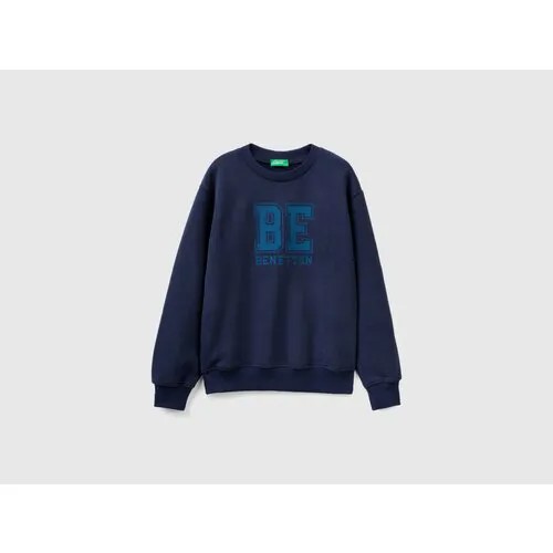 Свитшот UNITED COLORS OF BENETTON, утепленный, размер 140 (L), синий