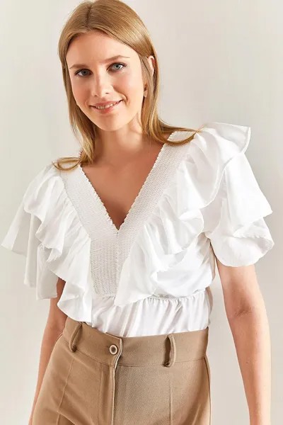 Женская блузка Aller из поплина с v-образным вырезом SHADE