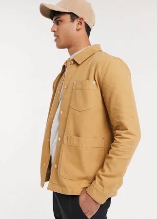 Джинсовая куртка-рубашка ASOS DESIGN-Коричневый