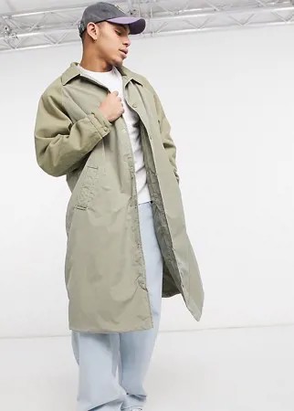Удлиненная холщовая куртка с нейлоновыми рукавами COLLUSION-Коричневый цвет