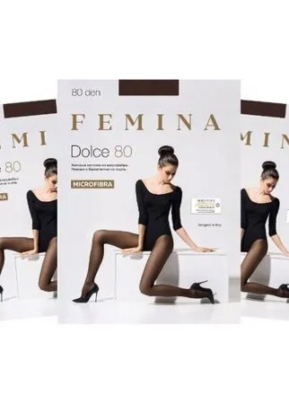 Женские матовые колготки Femina, Dolce 80 den из микрофибры,набор 3 шт., коричневый, размер 3