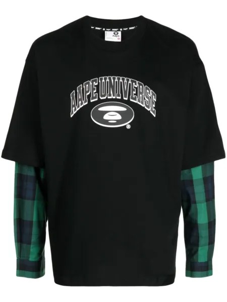 Многослойная футболка с надписью AAPE BY *A BATHING APE, черный