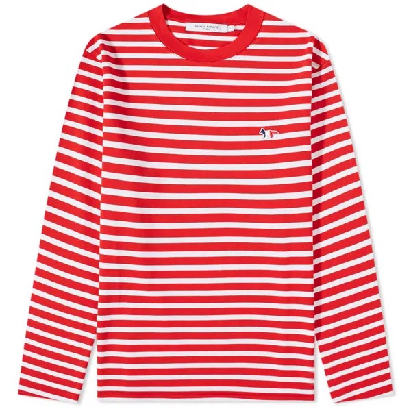 Футболка Maison Kitsuné Long Sleeve Tricolour Fox Stripe Tee