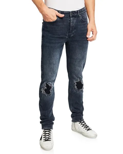 Мужские джинсы узкого кроя с разрезами Chitch Ksubi, цвет Denim