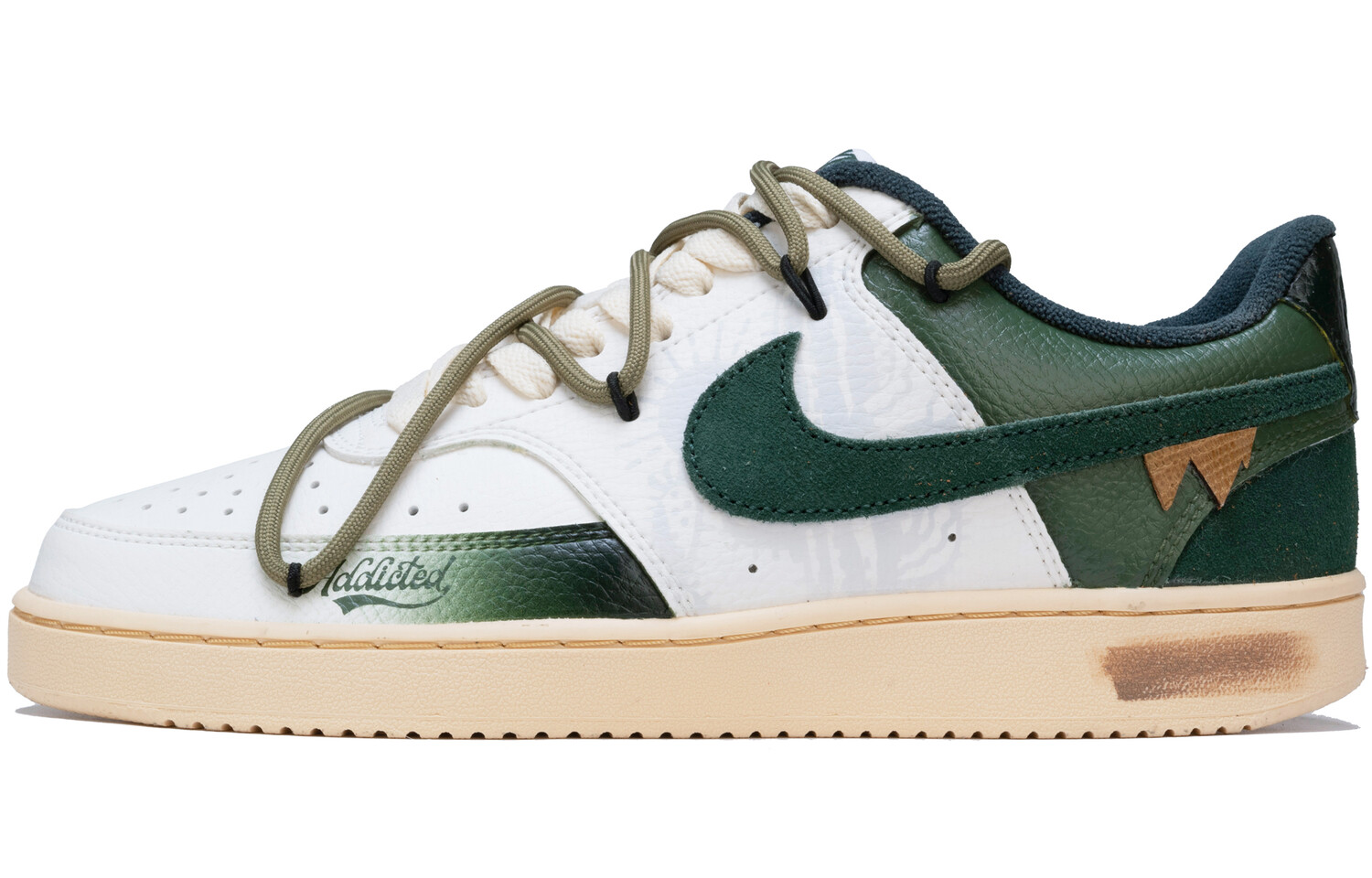 Кроссовки Nike Court Vision 1 Skateboarding Shoes Unisex Low-top White, хаки