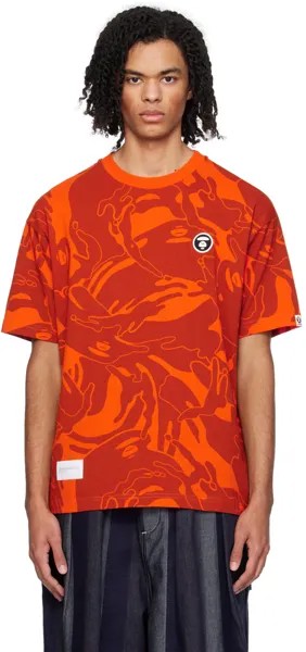 Оранжевая футболка с камуфляжным принтом Aape By A Bathing Ape