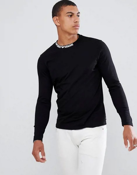 Черный лонгслив с логотипом Emporio Armani