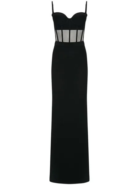 Alexander McQueen вечернее платье с прозрачной вставкой, черный