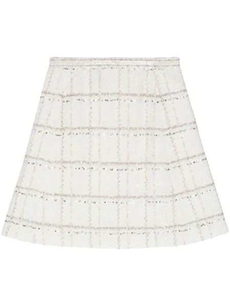 Giambattista Valli твидовая юбка с пайетками, нейтральный цвет