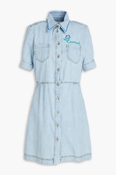 Джинсовое платье-рубашка мини с вышивкой Marni, легкий деним