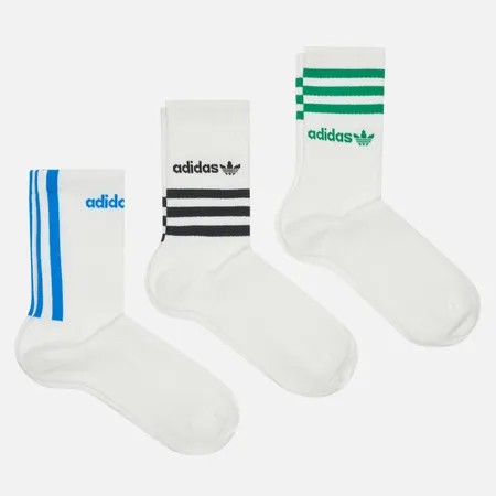 Комплект носков adidas Originals 3-Pack Graphic Crew, цвет белый, размер 43-45 EU