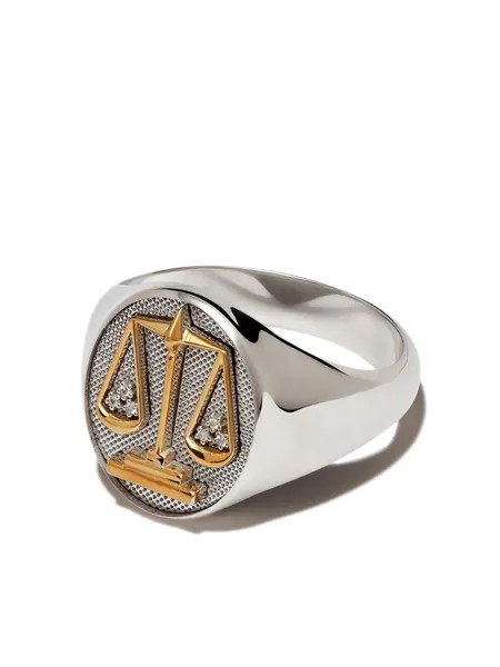 Foundrae 18kt white and yellow gold Libra signet ring