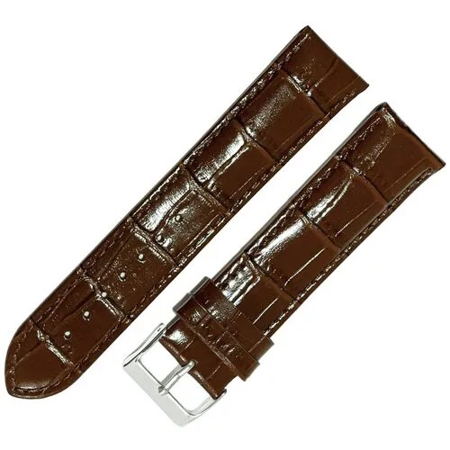 Ремешок 3020-222-202 Коричневый кожаный ремень для мужских наручных часов из натуральной кожи 22 х20 мм L длинный