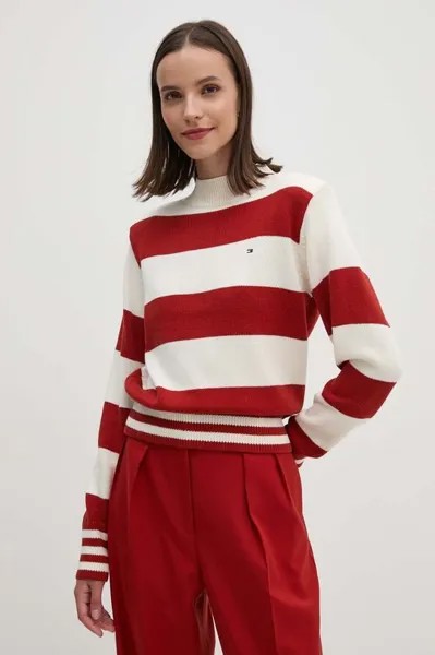 Хлопковый свитер Tommy Hilfiger, бордовый